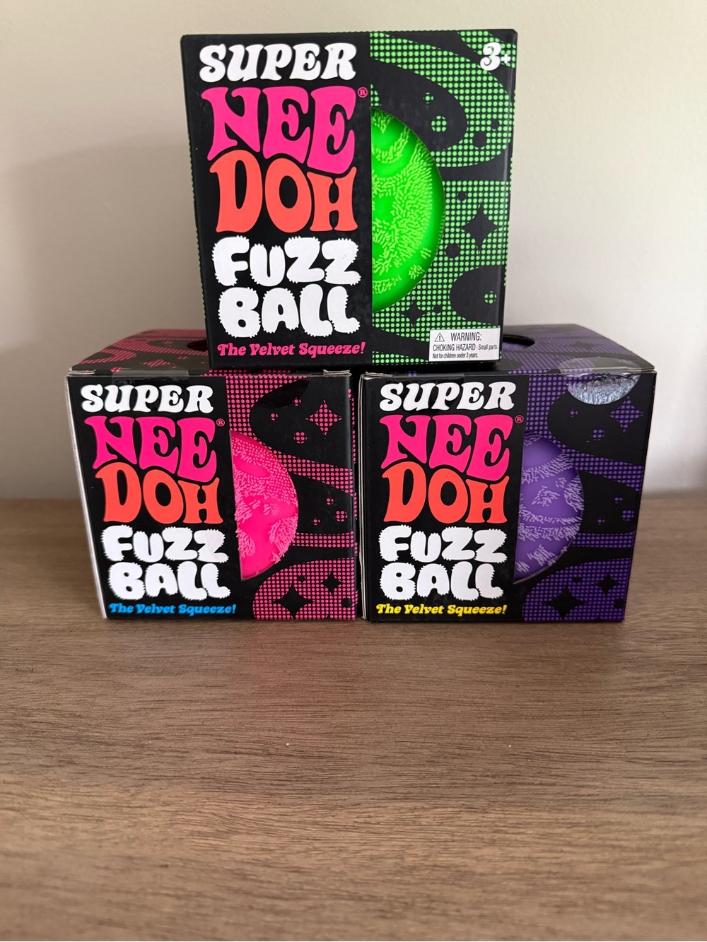 Needoh Super Fuzz Ball- Green, Pink, Purple